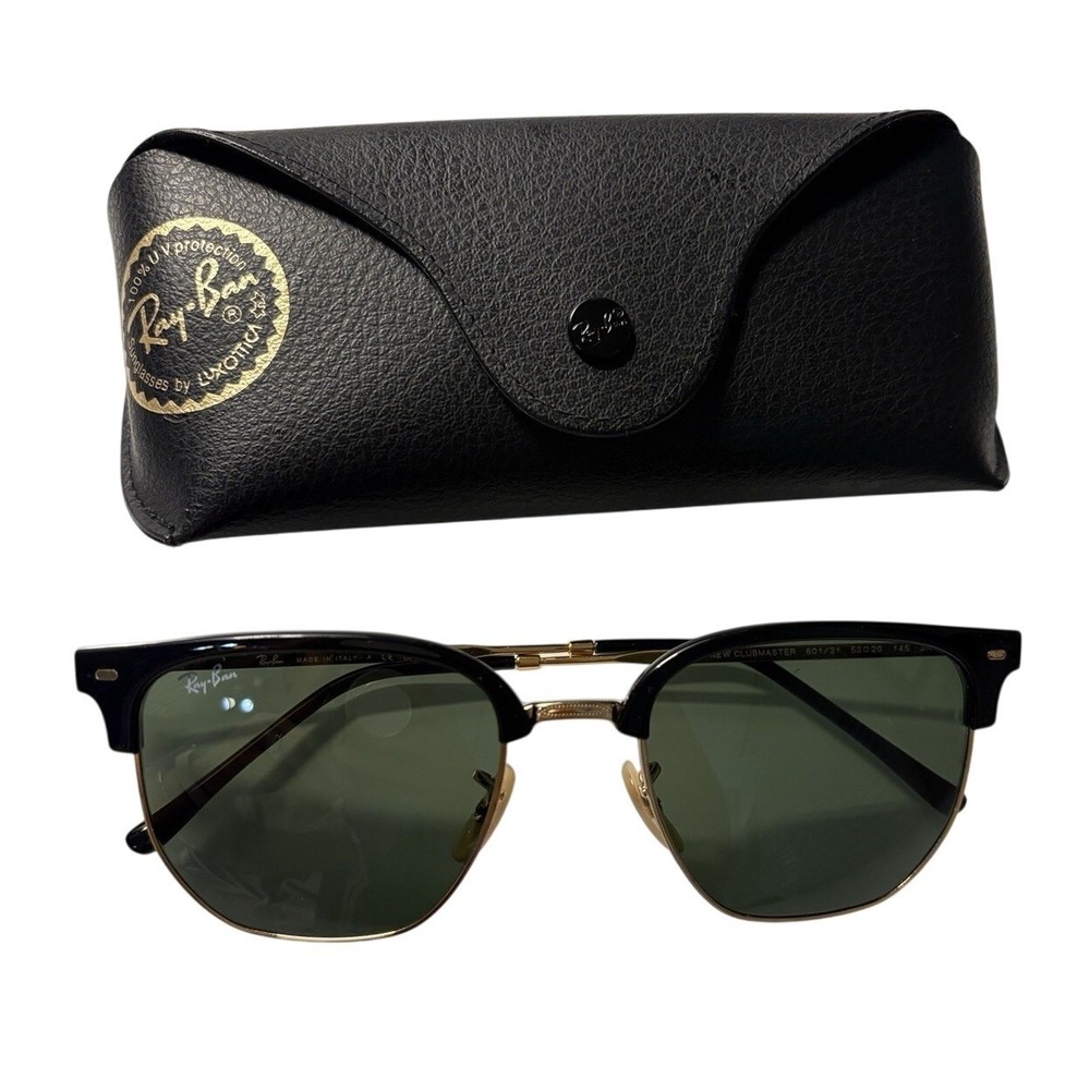 Ray Ban New Clubmaster 4416 Sunglasses RB Black & Gold With Case Included